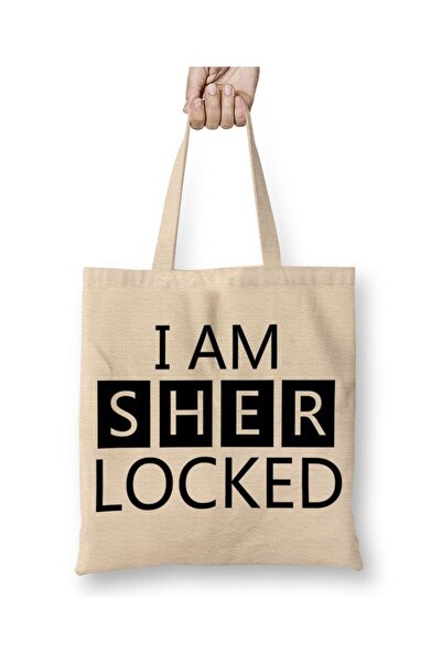 Baskı Dükkanı Sunt Sher Locked Sherlock Holmes Gun Geantă din pânză cu mâner ...