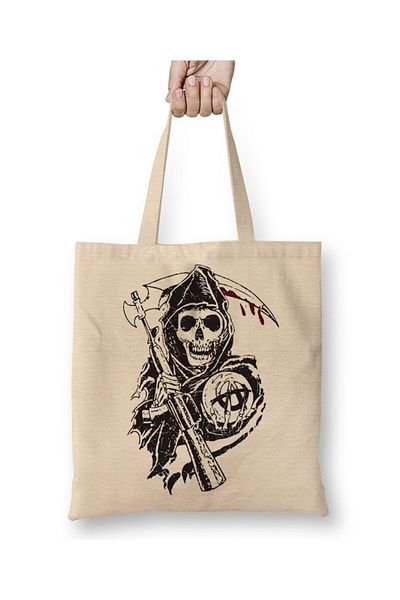 Baskı Dükkanı Υφασμάτινη τσάντα Sons Of Anarchy Reaper με μακριά λαβή