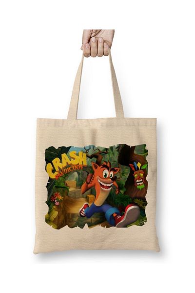 Baskı Dükkanı Geantă din pânză Crash Bandicoot cu mâner lung