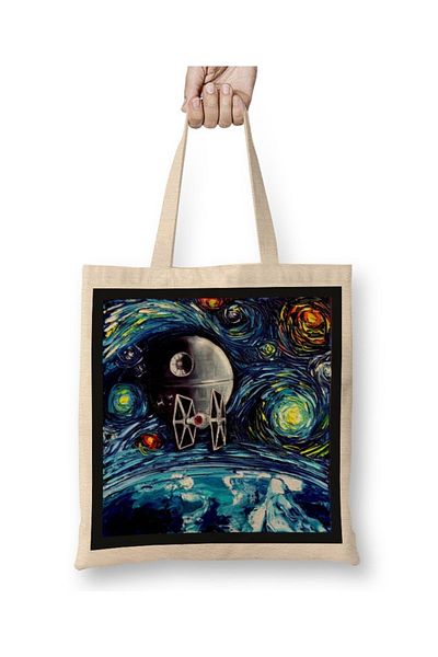 Baskı Dükkanı Star Wars Van Gogh Never Saw υφασμάτινη τσάντα με μακριά λαβή