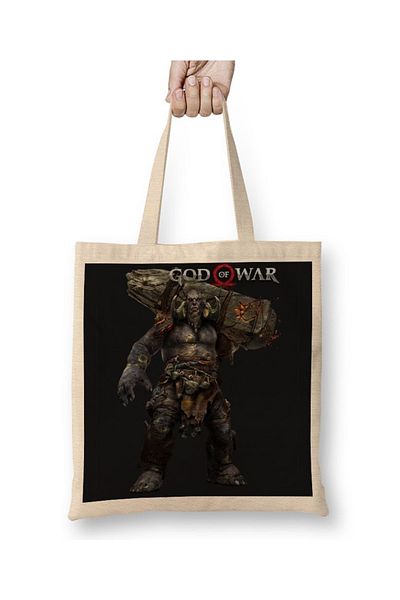 Baskı Dükkanı God Of War Troll υφασμάτινη τσάντα με μακριά λαβή