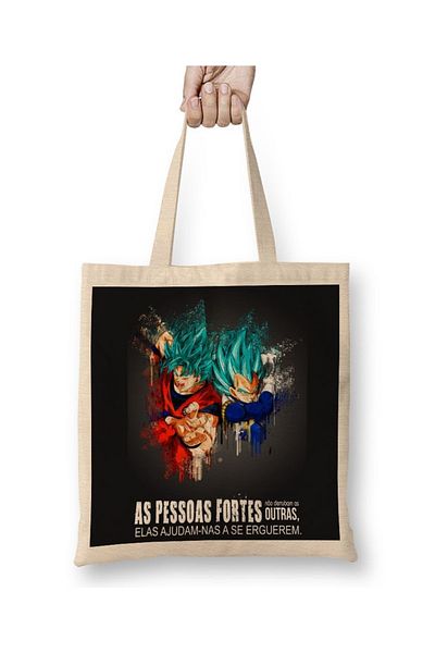Baskı Dükkanı Goku E Vegeta 2 υφασμάτινη τσάντα μακριά λαβή