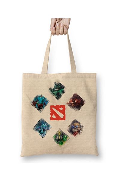 Baskı Dükkanı Υφασμάτινη τσάντα Herois Dota 2 με μακριά λαβή