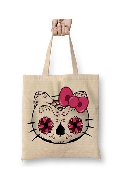 Baskı Dükkanı Hello Kitty 01 υφασμάτινη τσάντα μακριά λαβή