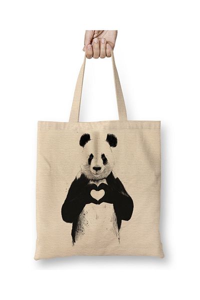 Baskı Dükkanı Υφασμάτινη τσάντα Dolce Panda με μακριά λαβή