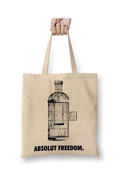 Baskı Dükkanı Geantă din pânză Absolut Freedom cu mâner lung