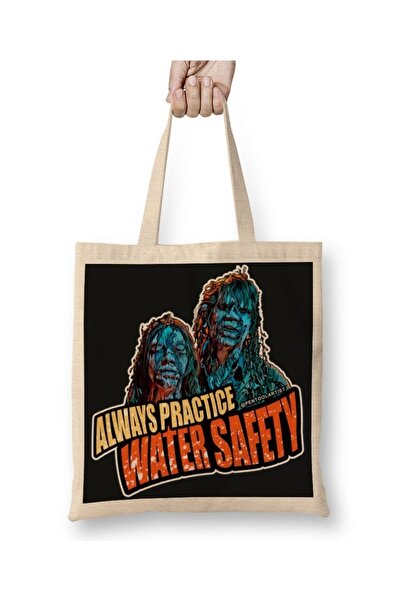 Baskı Dükkanı Creepshow Uvek vežbajte bezbednost na vodi Tkanina Torba Duga S...
