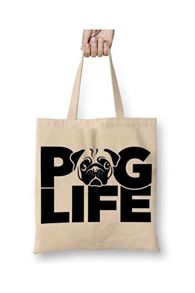 Baskı Dükkanı Pug Life Dog 03 Tkanina Torba Duga Sa ručkom
