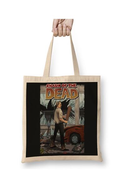 Baskı Dükkanı Shaun of the Dead The Walking Shaun Tkanina Torba Duga Sa ručkom