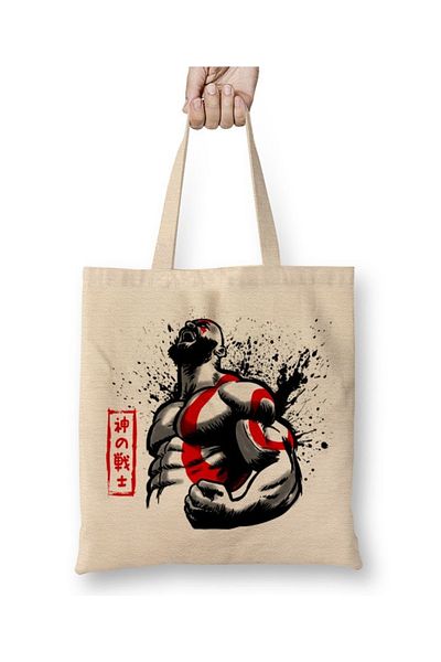 Baskı Dükkanı God Of War Silhouette υφασμάτινη τσάντα με μακριά λαβή