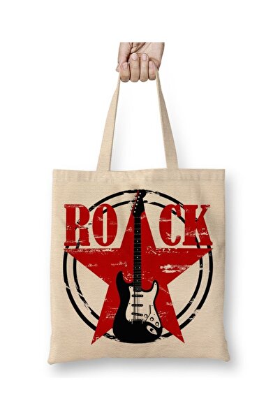Baskı Dükkanı Rock Star tkanina Torba duga Sa ručkom