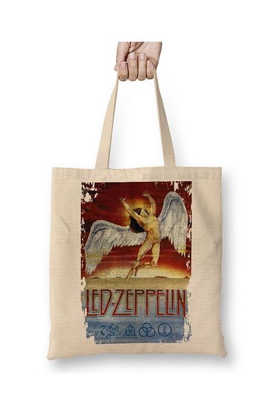 Baskı Dükkanı Geantă din pânză Led Zeppelin cu mâner lung