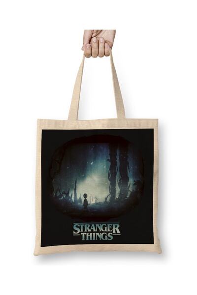 Baskı Dükkanı Stranger Things crna tkanina Torba duga Sa ručkom