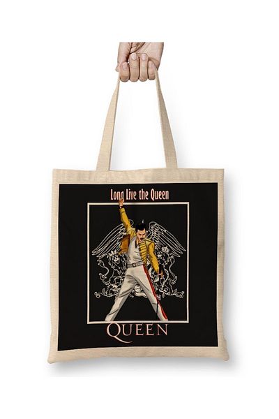 Baskı Dükkanı Geantă din pânză Queen Freddie Mercury cu mâner lung