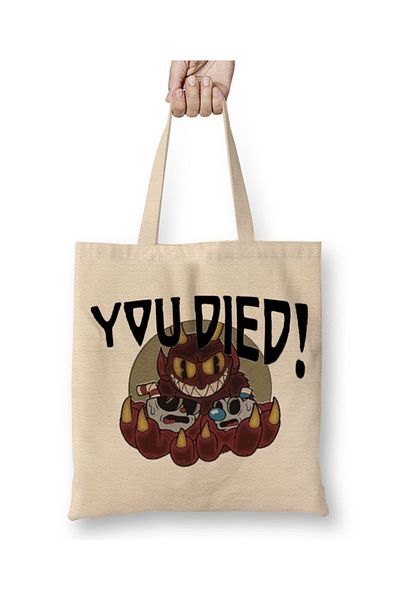 Baskı Dükkanı Cuphead 02 υφασμάτινη τσάντα με μακριά λαβή