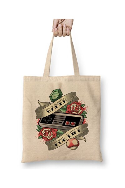 Baskı Dükkanı لعبة من أجل الحياة حقيبة قماش بمقبض طويل