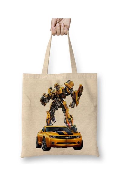 Baskı Dükkanı Bumblebee Transformes υφασμάτινη τσάντα με μακριά λαβή
