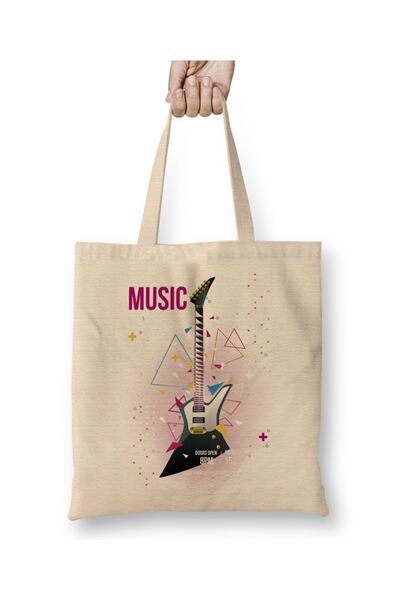 Baskı Dükkanı Estampa Branca Rock In Roll tkanina Torba dugačka Sa ručkom