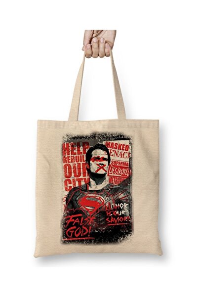 Baskı Dükkanı Τσάντα υφασμάτινη Batman Vs Superman με μακριά λαβή
