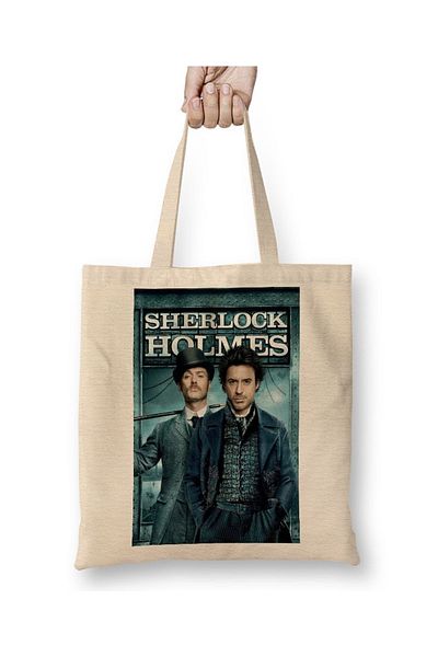 Baskı Dükkanı Υφασμάτινη τσάντα Sherlock Holmes με μακριά λαβή