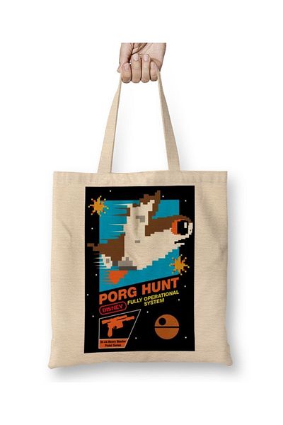 Baskı Dükkanı Υφασμάτινη τσάντα Star Wars Porg Hunt με μακριά λαβή
