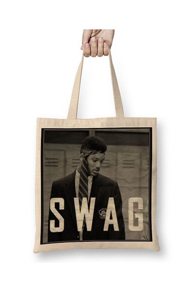 Baskı Dükkanı Geantă din pânză Swag Will Preta cu mâner lung