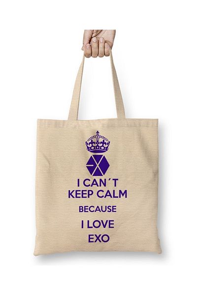 Baskı Dükkanı Exo I Cant Keep Calm υφασμάτινη τσάντα με μακριά λαβή