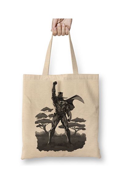 Baskı Dükkanı Υφασμάτινη τσάντα Wakanda Knight με μακριά λαβή