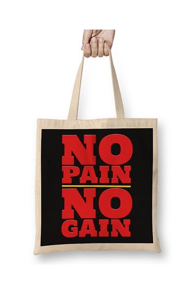Baskı Dükkanı No Pain No Gain 2 υφασμάτινη τσάντα με μακριά λαβή