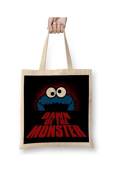 Baskı Dükkanı Cookie Monster 01 Geantă din pânză cu mâner lung