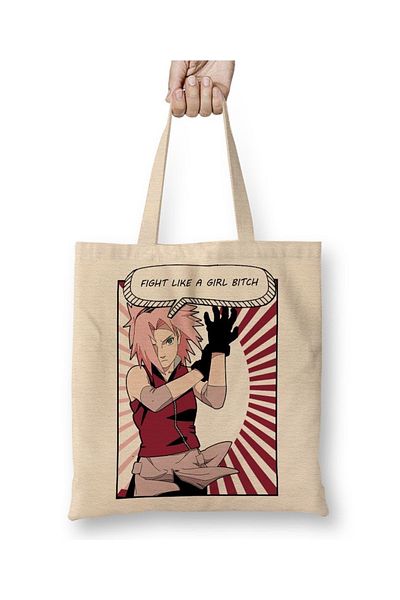 Baskı Dükkanı Geantă din pânză Sakura Naruto 01 Mâner lung