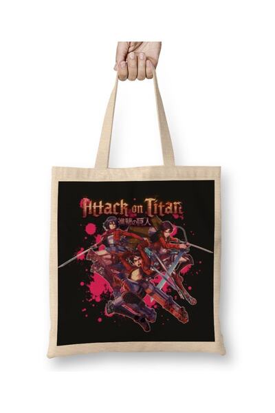 Baskı Dükkanı Attack On Titan Eren Levi Mikasa Tkanina Torba Duga Sa ručkom