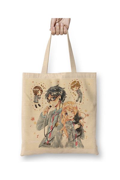 Baskı Dükkanı Shigatsu Wa Kimi No Uso One Piece Death Note Tokyo Geantă din pânză cu mâner lung