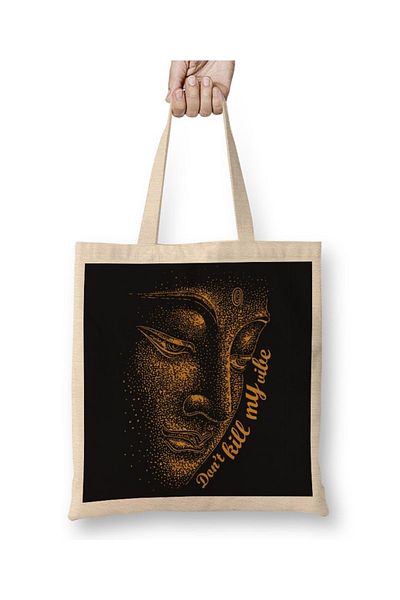 Baskı Dükkanı Geantă din pânză Buddha Don't Kill My Vibe cu mâner lung