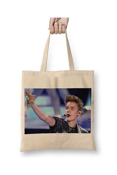 Baskı Dükkanı Υφασμάτινη τσάντα Justin Bieber με μακριά λαβή