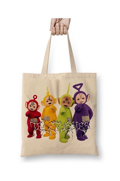 Baskı Dükkanı Η υφασμάτινη τσάντα Teletubbies με μακριά λαβή