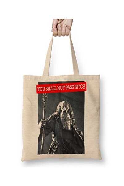 Baskı Dükkanı Gandalf Nećeš Proći Tkanina Torba Duga Sa ručkom