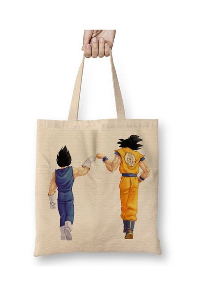 Baskı Dükkanı Υφασμάτινη τσάντα Songoku & Vegetta με μακριά λαβή