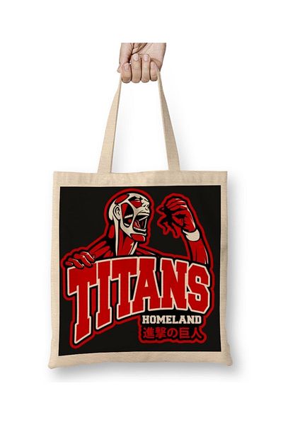 Baskı Dükkanı Attack On Titan Go Titans 001 Geantă de pânză cu mâner lung