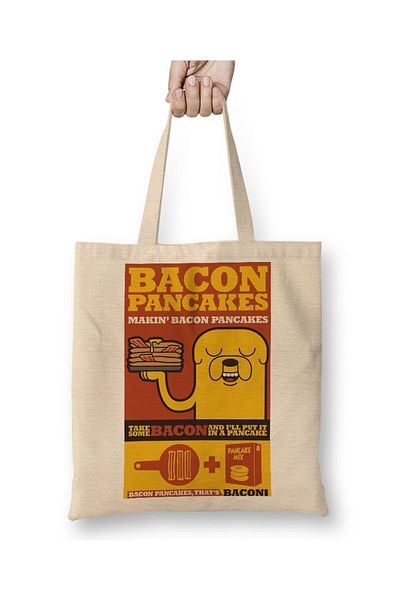 Baskı Dükkanı Bacon Pancakes υφασμάτινη τσάντα με μακριά λαβή