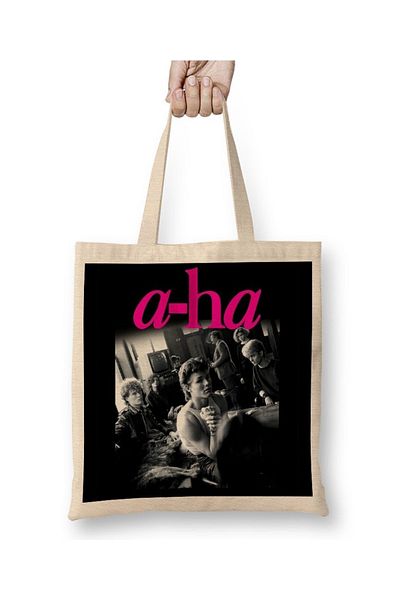 Baskı Dükkanı Υφασμάτινη τσάντα Aha Music Band με μακριά λαβή