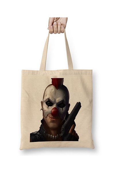 Baskı Dükkanı Υφασμάτινη τσάντα Gun And Clown με μακριά λαβή