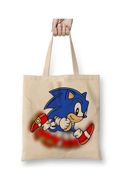 Baskı Dükkanı حقيبة قماش سونيك موفي 01 بمقبض طويل