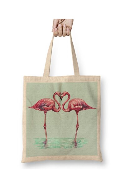Baskı Dükkanı Ptice ljubavi Flamingo 4 Tkanina Torba Duga Sa ručkom