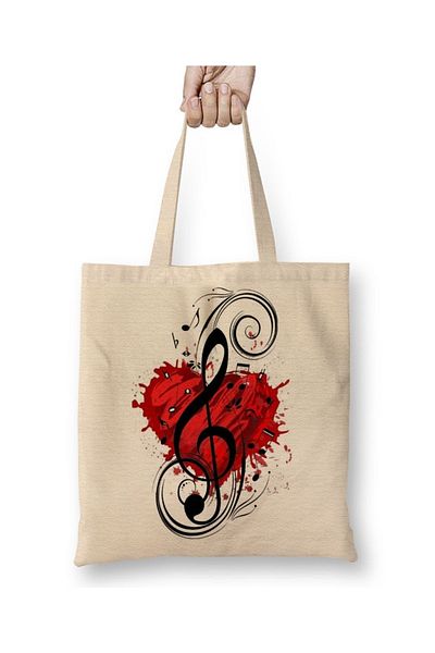 Baskı Dükkanı Love Music Music υφασμάτινη τσάντα με μακριά λαβή