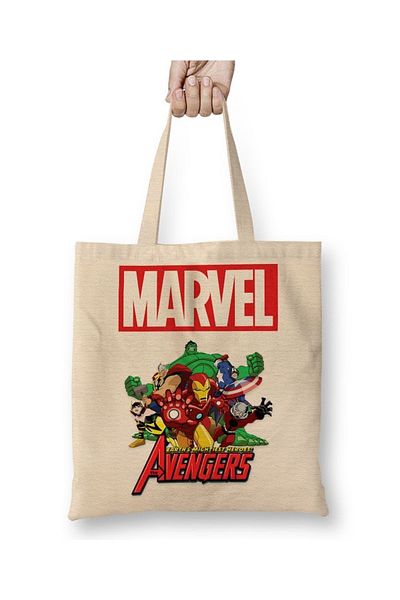 Baskı Dükkanı Marvel Avengers 01 υφασμάτινη τσάντα με μακριά λαβή