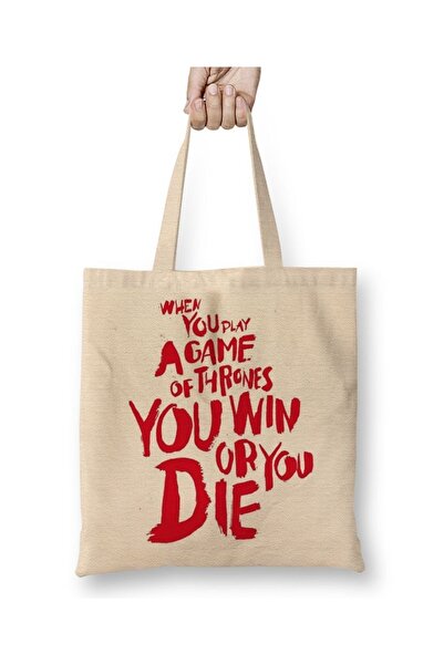 Baskı Dükkanı حقيبة قماش جيم اوف ثرونز بمقبض طويل