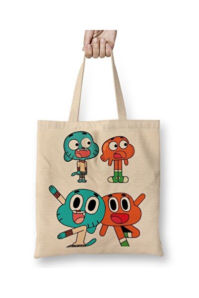 Baskı Dükkanı Gumball Cartoon Network tkanina Torba duga Sa ručkom
