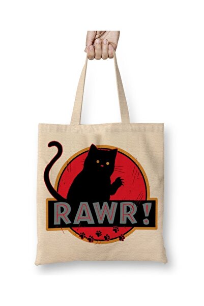 Baskı Dükkanı mačka Cat Rawr tkanina Torba dugačka Sa ručkom