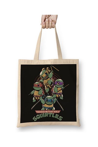 Baskı Dükkanı Υφασμάτινη τσάντα Squirtles Ninja Turtles με μακριά λαβή